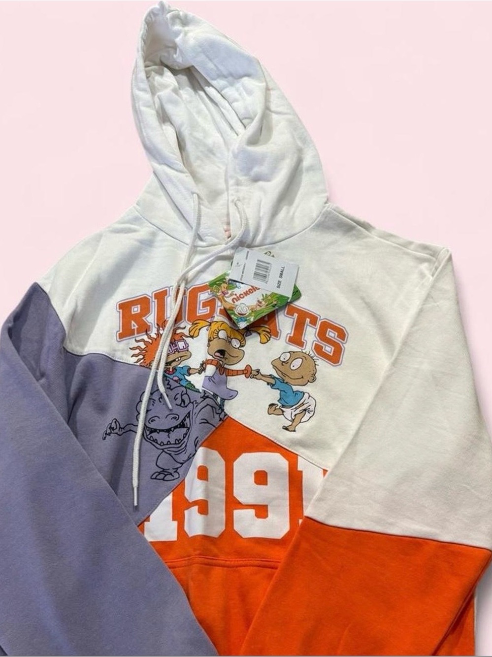 Nickelodeon Colorblock Hoodie in White, Orange, Lavender